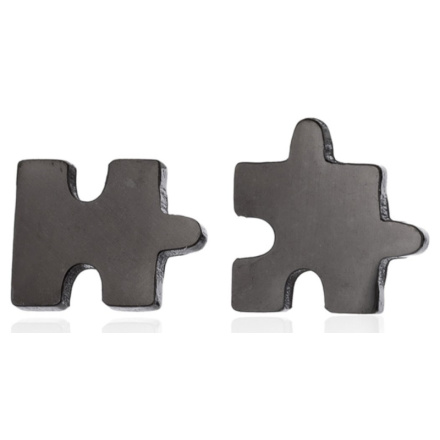 Ocelové náušnice Puzzle - černé 141438