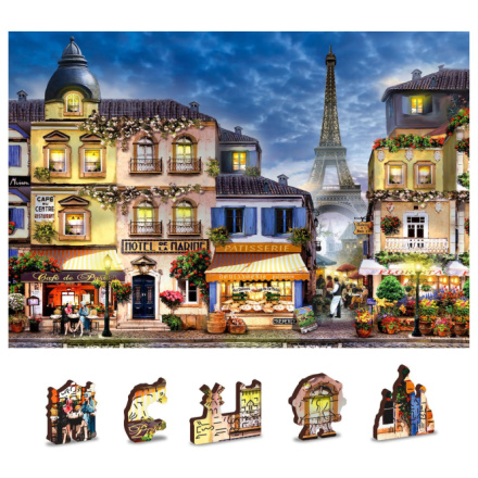 WOODEN CITY Dřevěné puzzle Snídaně v Paříži 2v1, 75 dílků EKO 141936