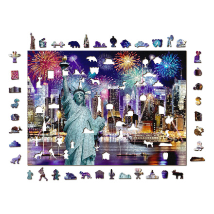 WOODEN CITY Dřevěné puzzle Noční New York 2v1, 1010 dílků EKO 142048