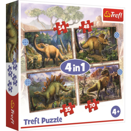 TREFL Puzzle Zajímaví dinosauři 4v1 (35,48,54,70 dílků) 143123