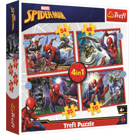 TREFL Puzzle Hrdinný Spiderman 4v1 (35,48,54,70 dílků) 143124