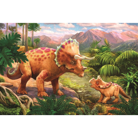 TREFL Puzzle Úžasní dinosauři: Triceratops s mládětem 54 dílků 143153