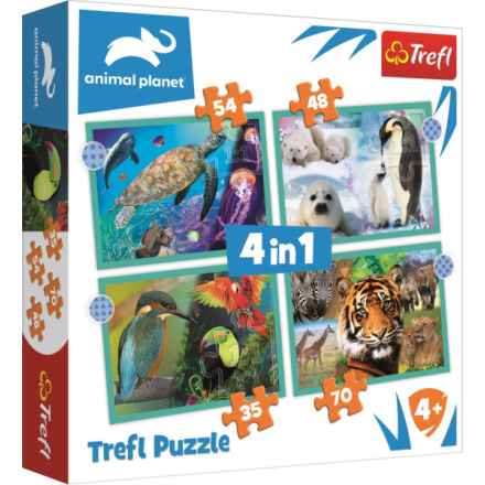 TREFL Puzzle Animal Planet: Záhadný svět zvířat 4v1 (35,48,54,70 dílků) 143639