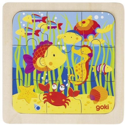 GOKI Dřevěné puzzle Pod vodou 9 dílků 143979
