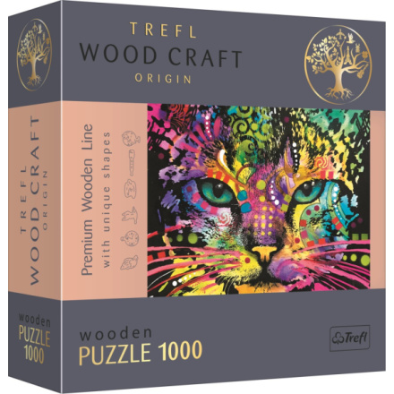 TREFL Wood Craft Origin puzzle Barevná kočka 1000 dílků 144390
