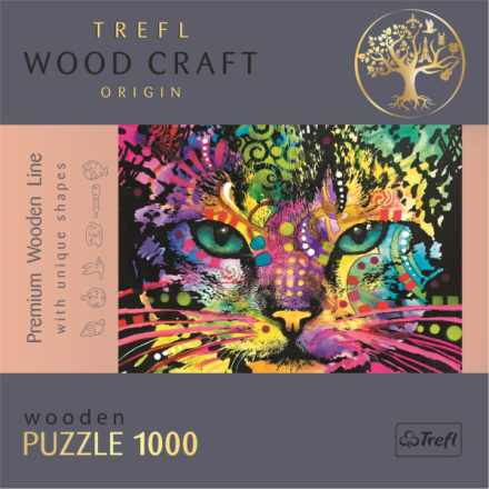 TREFL Wood Craft Origin puzzle Barevná kočka 1000 dílků 144390