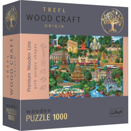 TREFL Wood Craft Origin puzzle Slavná místa Francie 1000 dílků 144392