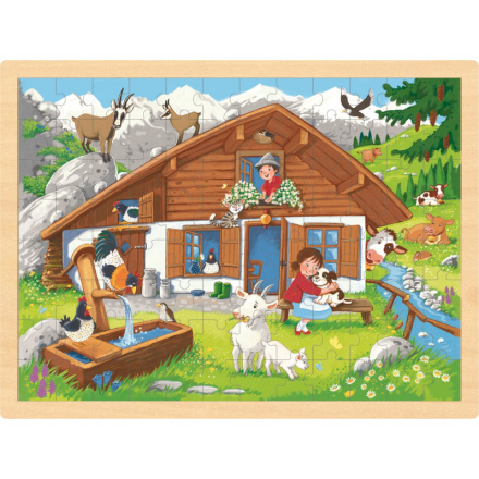 GOKI Dřevěné puzzle V Alpách 96 dílků 145065