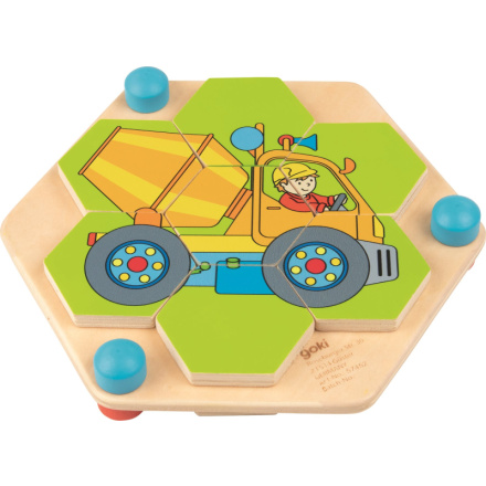 GOKI Puzzle hexagon Stavební stroje 145088