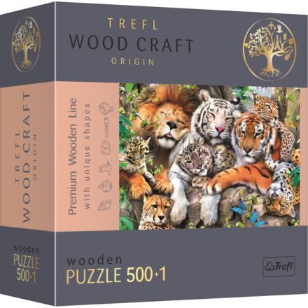 TREFL Wood Craft Origin puzzle Divoké kočky v džungli 501 dílků 145113