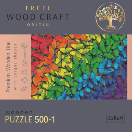 TREFL Wood Craft Origin puzzle Duhoví motýli 501 dílků 145120