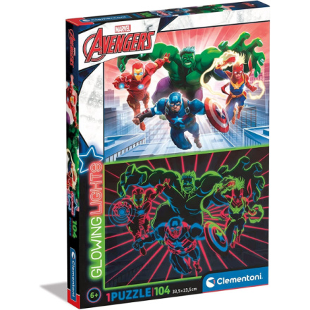 CLEMENTONI Svítící puzzle Marvel: Avengers 104 dílků 145623