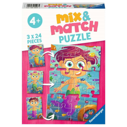 RAVENSBURGER Puzzle Mix&Match: Mořské panny a mořské příšery 3x24 dílků 145957