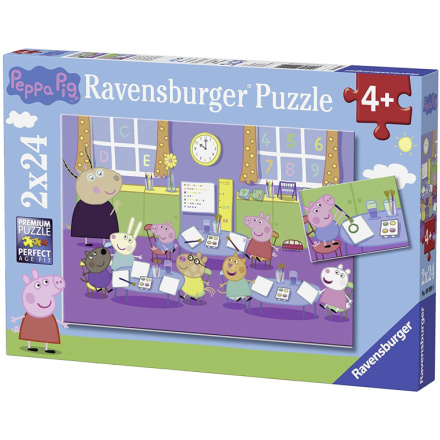 RAVENSBURGER Puzzle Prasátko Peppa ve škole 2x24 dílků 145986
