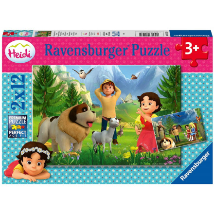 RAVENSBURGER Puzzle Heidi: Společný čas na horách 2x12 dílků 145987