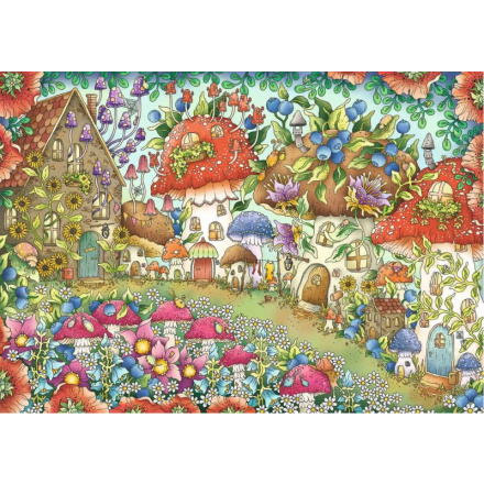 RAVENSBURGER Puzzle Roztomilé houbové domečky na květinové louce 1000 dílků 146075