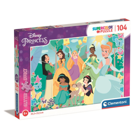 CLEMENTONI Třpytivé puzzle Disney princezny v zahradě 104 dílků 146726