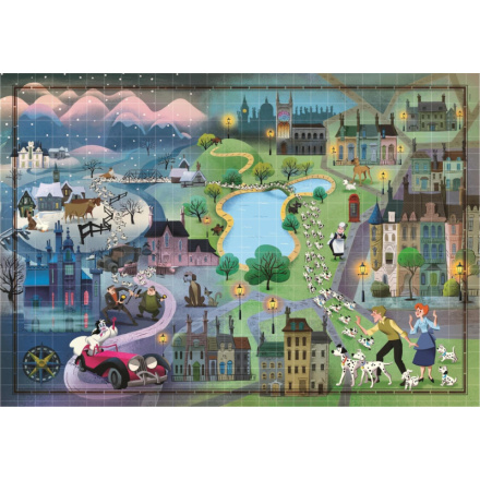 CLEMENTONI Puzzle Story Maps: 101 dalmatinů 1000 dílků 146829