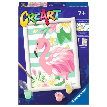 RAVENSBURGER CreArt Malování podle čísel: Růžový plameňák 13x18cm 147006