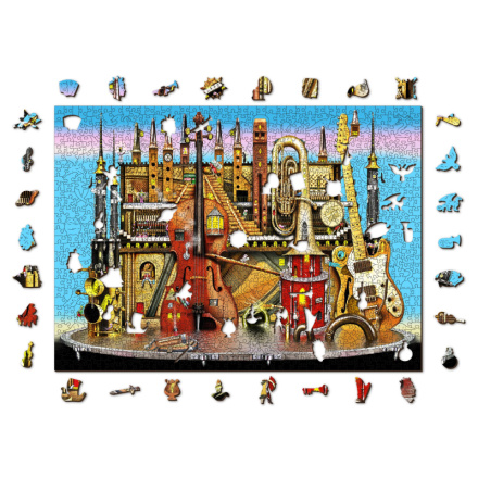 WOODEN CITY Dřevěné puzzle Hudební hrad 2v1, 1010 dílků EKO 147652