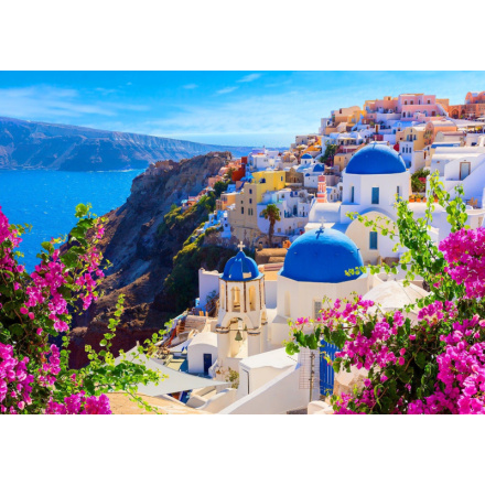 ENJOY Puzzle Santorini s květinami, Řecko 1000 dílků 148516