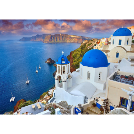 ENJOY Puzzle Santorini - Výhled na lodě, Řecko 1000 dílků 148528