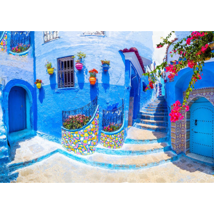 ENJOY Puzzle Tyrkysová ulice v Chefchaouenu, Maroko 1000 dílků 148546