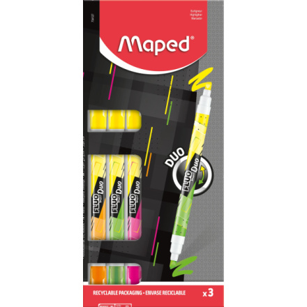 Zvýrazňovače Maped Fluo Peps Duo Neon - sada 3 ks 148921