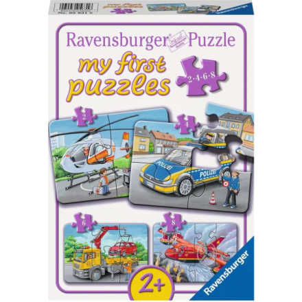 RAVENSBURGER Moje první puzzle Zásahová vozidla 4v1 (2,4,6,8 dílků) 148998