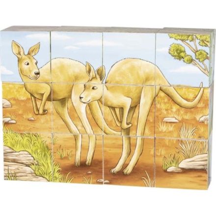 GOKI Dřevěné kostky Australská zvířátka, 12 kostek 149153