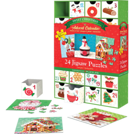 EUROGRAPHICS Puzzle Adventní kalendář: Sladké Vánoce 24x50 dílků 149705