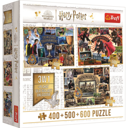 TREFL Puzzle Harry Potter: Turnaj tří kouzelníků, Famfrpál a Bradavice 400 + 500 + 600 dílků 151113