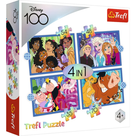 TREFL Puzzle Disney 100 let: Disneyho veselý svět 4v1 (35,48,54,70 dílků) 152093