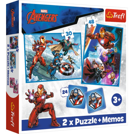 TREFL Sada 3v1 Avengers: Hrdinové v akci (2x puzzle + pexeso) 152114