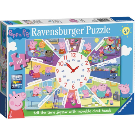 RAVENSBURGER Puzzle s hodinami Prasátko Pepina XL 60 dílků 152855