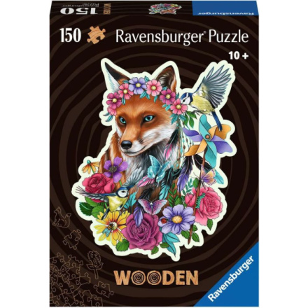 RAVENSBURGER Dřevěné obrysové puzzle Barevná liška 150 dílků 152861