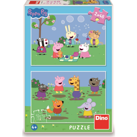 DINO Puzzle Prasátko Peppa a kamarádi 2x48 dílků 153240