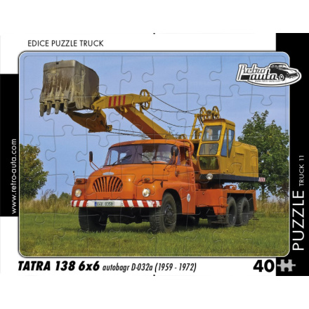 RETRO-AUTA Puzzle TRUCK č.11 Tatra 138 6x6 autobagr D-032a (1959-1972) 40 dílků 153832