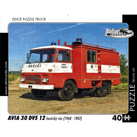 RETRO-AUTA Puzzle TRUCK č.29 AVIA 30 DVS 12 hasičský vůz (1968-1982) 40 dílků 153850