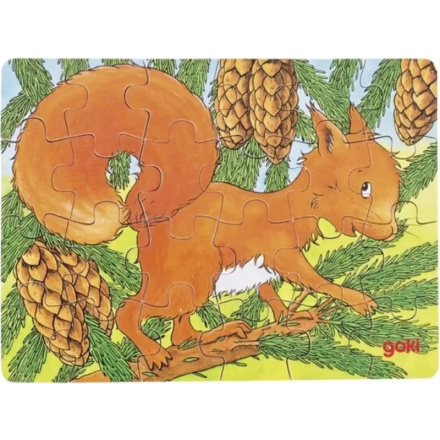 GOKI Dřevěné puzzle Lesní zvířátka: Veverka 24 dílků 155576