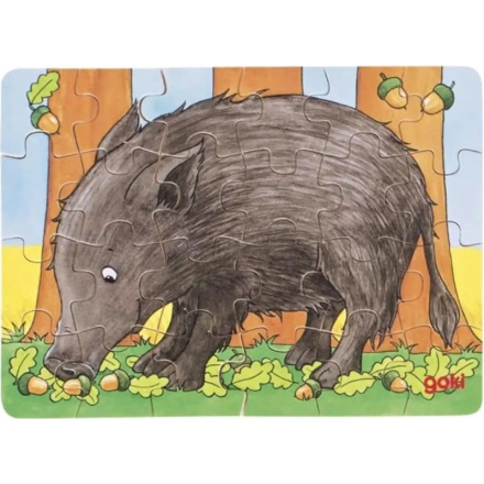 GOKI Dřevěné puzzle Lesní zvířátka: Divočák 24 dílků 155581