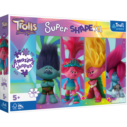 TREFL Puzzle Super Shape XL Trollové 3: Trollí hrátky 104 dílků 155993