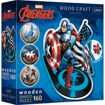 TREFL Wood Craft Origin puzzle Neohrožený Kapitán Amerika 160 dílků 156007
