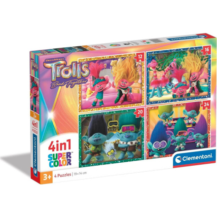 CLEMENTONI Puzzle Trollové 3, 4v1 (12+16+20+24 dílků) 156095