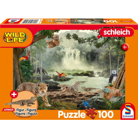 SCHMIDT Puzzle Schleich V deštném pralese 100 dílků + figurka Schleich 156855