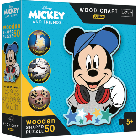 TREFL Wood Craft Junior puzzle Ve světě Mickeho Mouse 50 dílků 156886