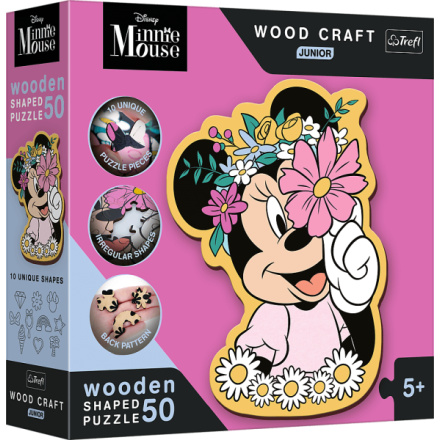 TREFL Wood Craft Junior puzzle Ve světě Minnie Mouse 50 dílků 156887