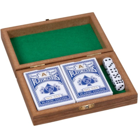 GOKI Hrací karty a kostky v dřevěné krabičce 158669