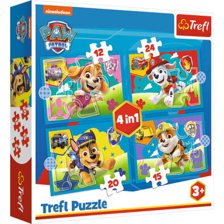 TREFL Puzzle Tlapková patrola: Běžící štěňata 4v1 (12,15,20,24 dílků) 158721