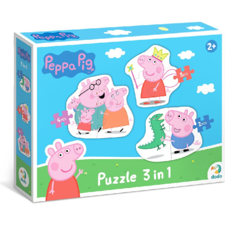 DODO Puzzle Prasátko Peppa: Rodina 3v1 (2,3,4 dílků) 158955